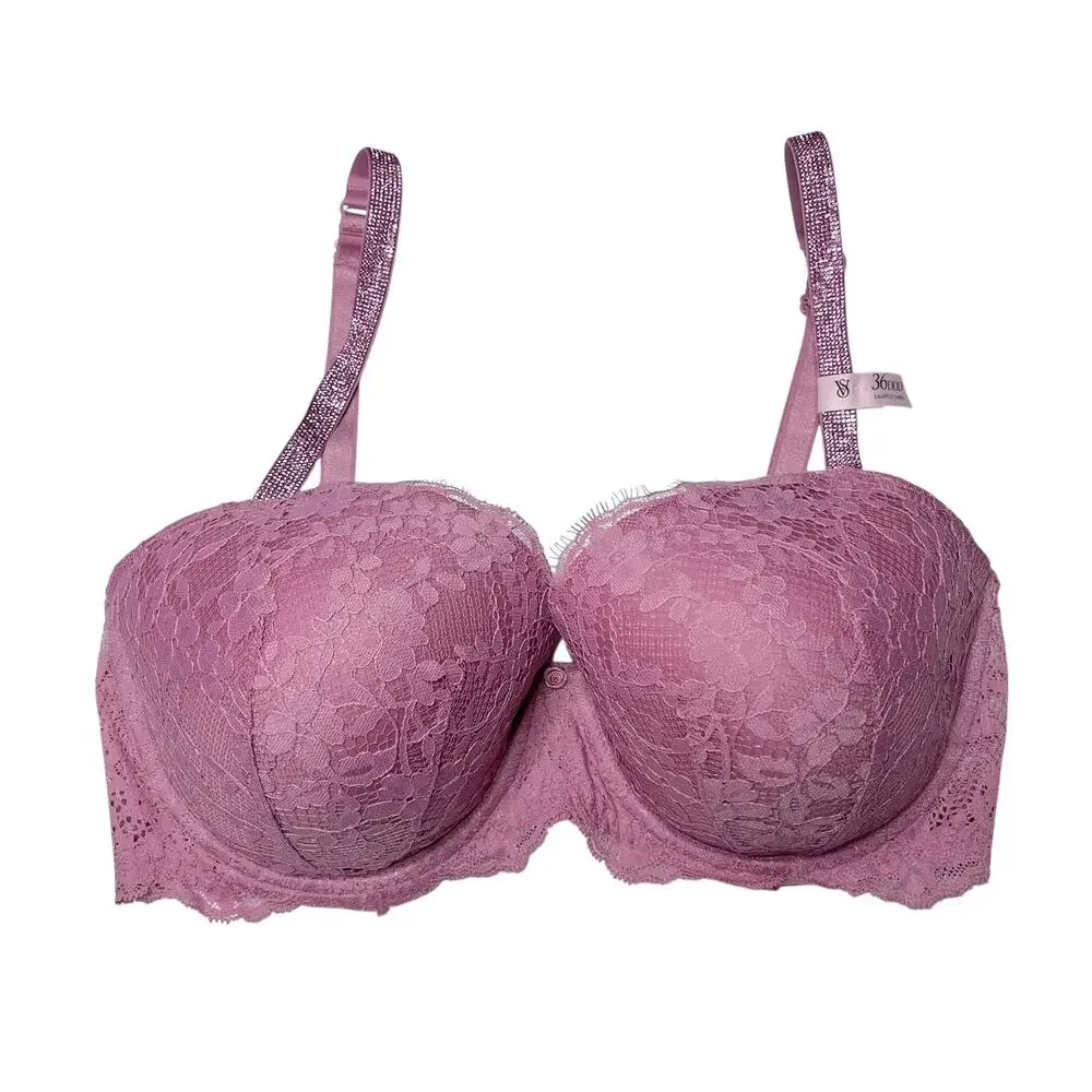 Victoria's Secret Twinkle Strap Lace Classic-Coverage Demi Bra Dusk Mauve 36DDD